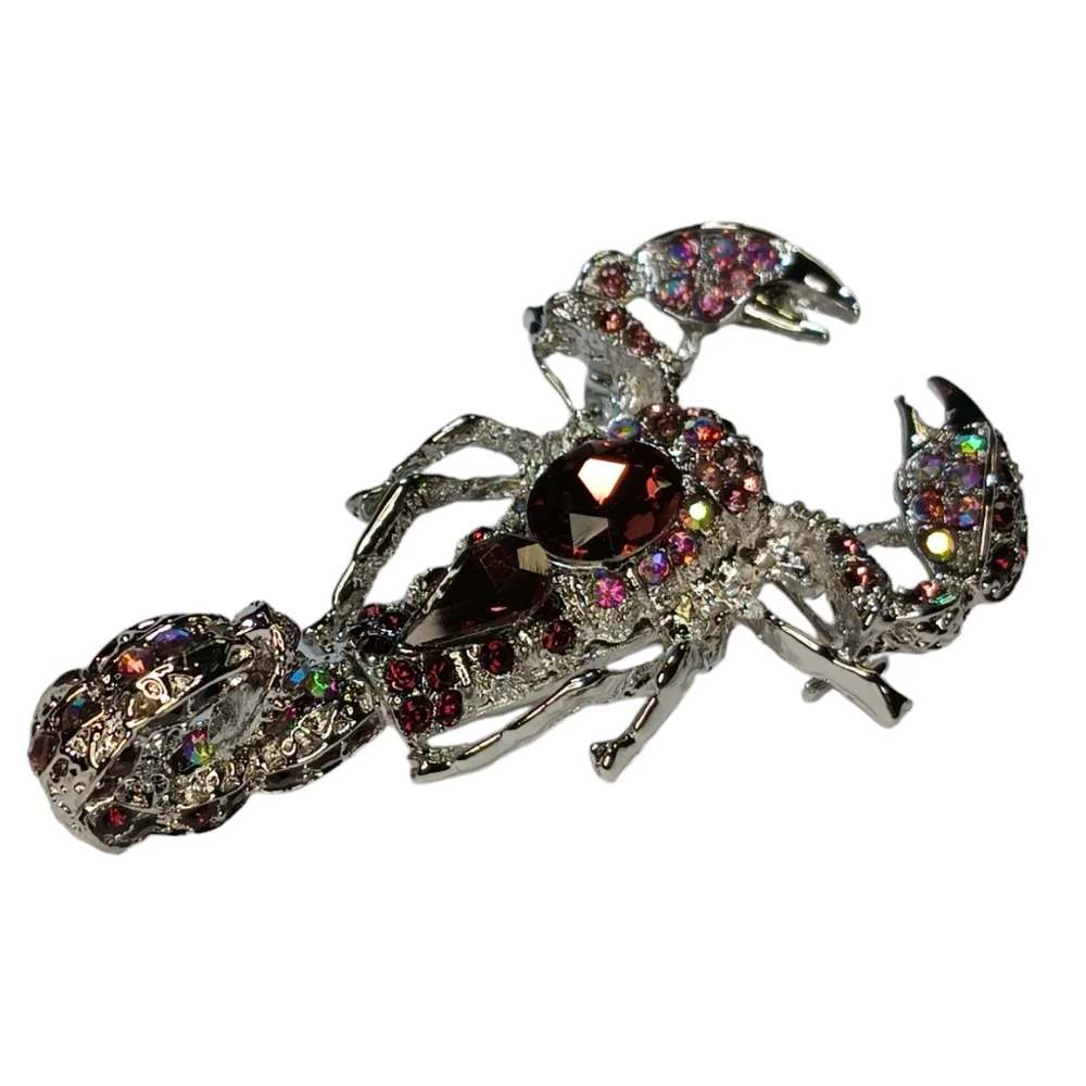 Scorpion Crystal Rhinestone Bling Articulated Stinger Brooch Pendant - Picture 11 of 11